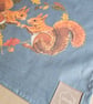 Red Squirrel in acorn heart tea towel design, organic cotton, hanging loop - Image 6