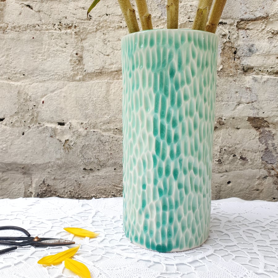 Large Sea Green Cylinder Vase
