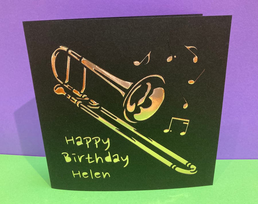 Personalised Trombone Birthday Card