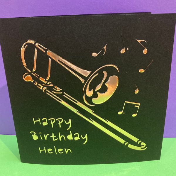 Personalised Trombone Birthday Card
