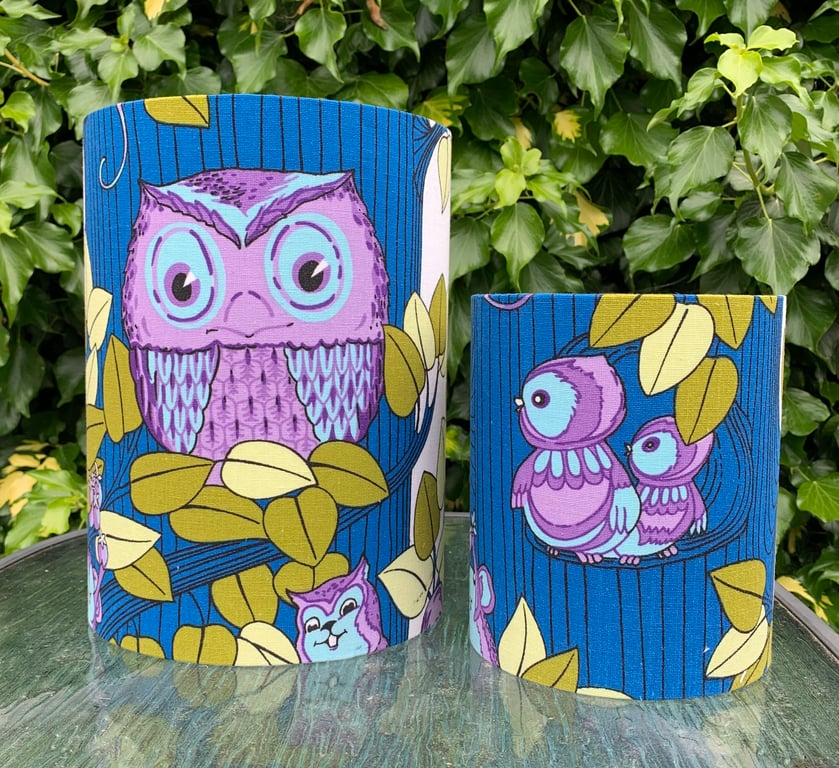 OWL Retro 60s 70s Vintage Fabric Custom Made Lampshades 