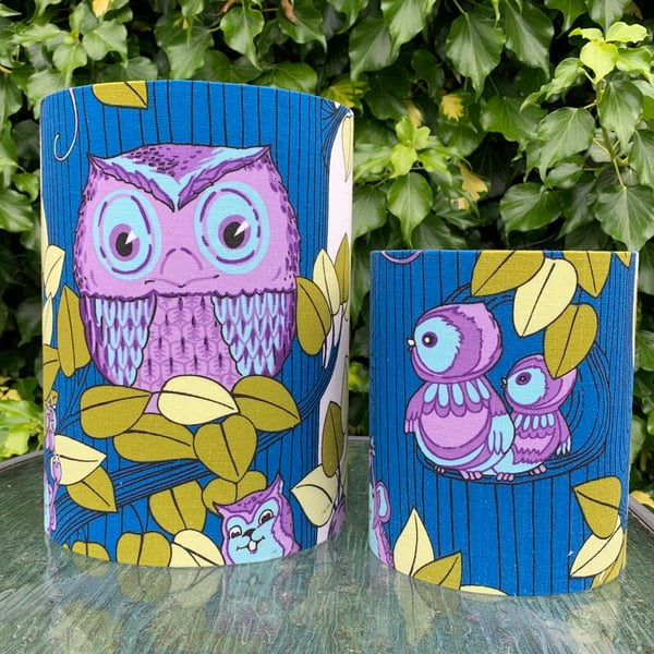 OWL Retro 60s 70s Vintage Fabric Custom Made Lampshades 