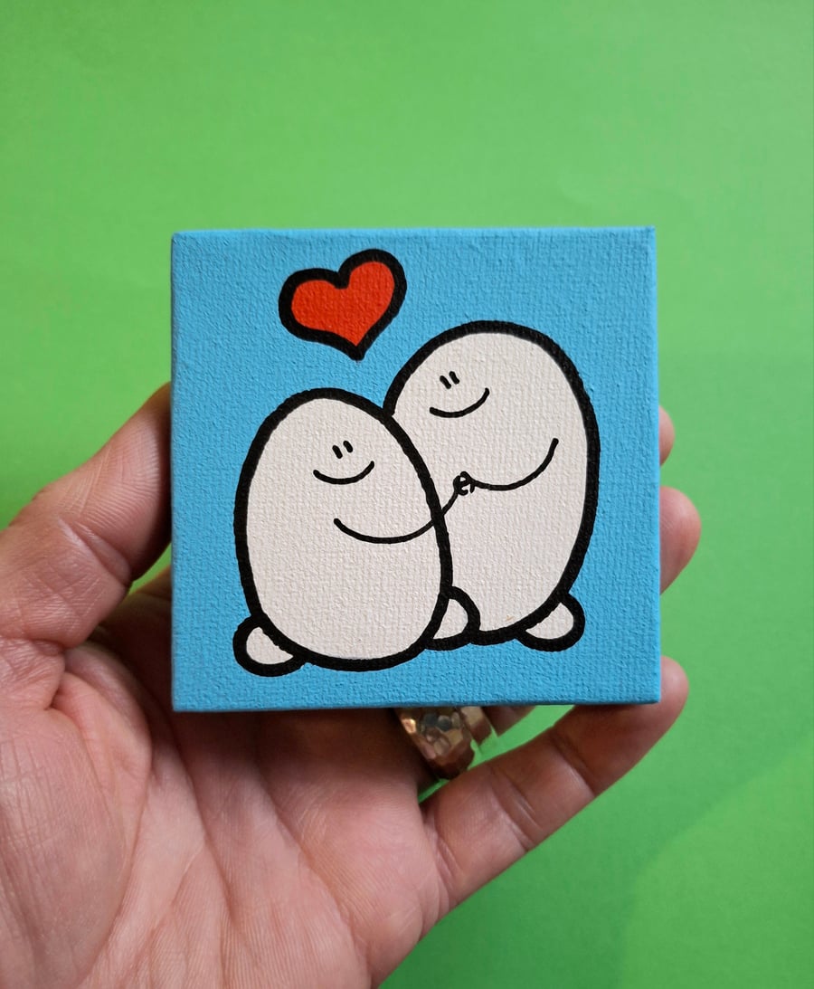 Cheps in Love - Mini acrylic painting on canvas