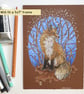 Red fox drawing, small fox artwork, original art, wall art - Image 3