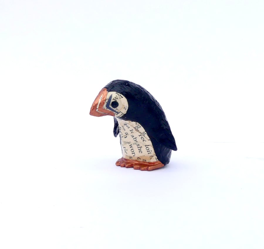 Handmade Copper Puffins - Handmade nature inspired seabird art gifts for readers