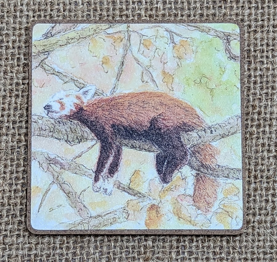 Sleeping red panda fridge magnet 