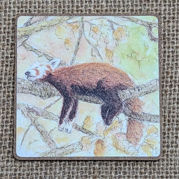 Sleeping red panda fridge magnet 