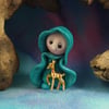 Tiny Magical Gnome 'Miste' with metallic fawn OOAK Sculpt by Ann Galvin