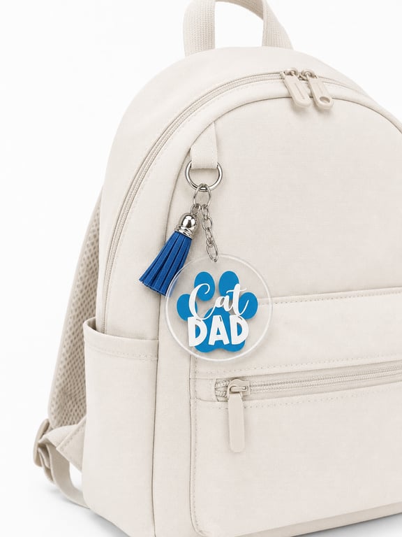 Cat Dad Keyring With Tassel