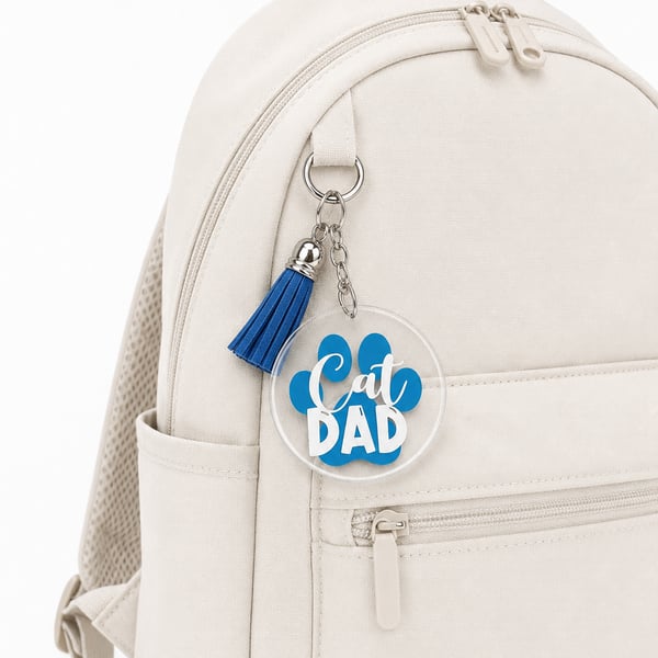 Cat Dad Keyring With Tassel