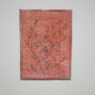 Small wall hanging, Peach fabric picture,  Modern textile art