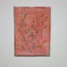 Small wall hanging.  Peach fabric picture.  Modern textile art