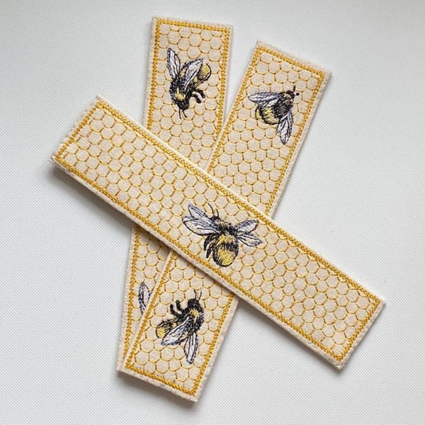 Bee Linen Bookmark, Bees Bookmark, Bee Textile Gift, Bees, Bee