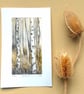 Autumn birch trees original drypoint etching print unframed forest mini art