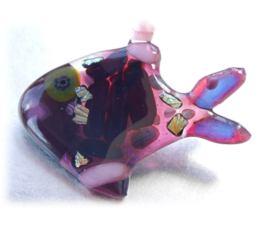Fish Fused Glass Hanging Decoration 8cm Dichroic  
