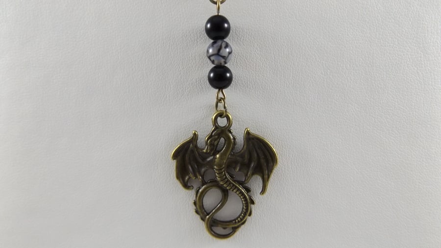 dragon bronze charm necklace