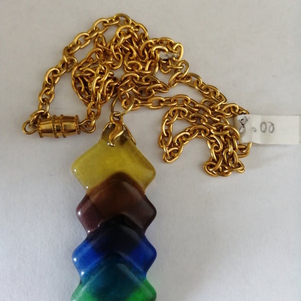 Diamonds Fused Glass Rainbow Pendant