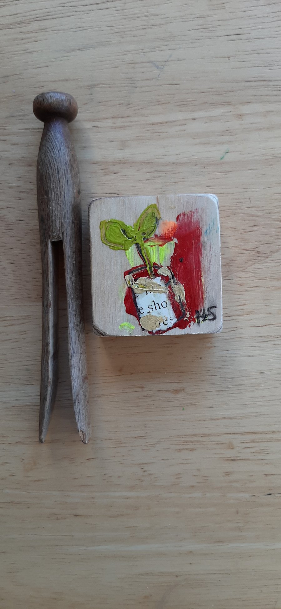 Miniature plant mixed media picture