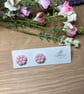 Pink Flower Polymer Clay Stud Earrings - Handmade Jewellery 