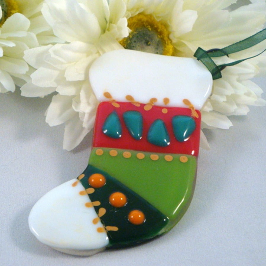 SOLD - Fused Glass Stocking