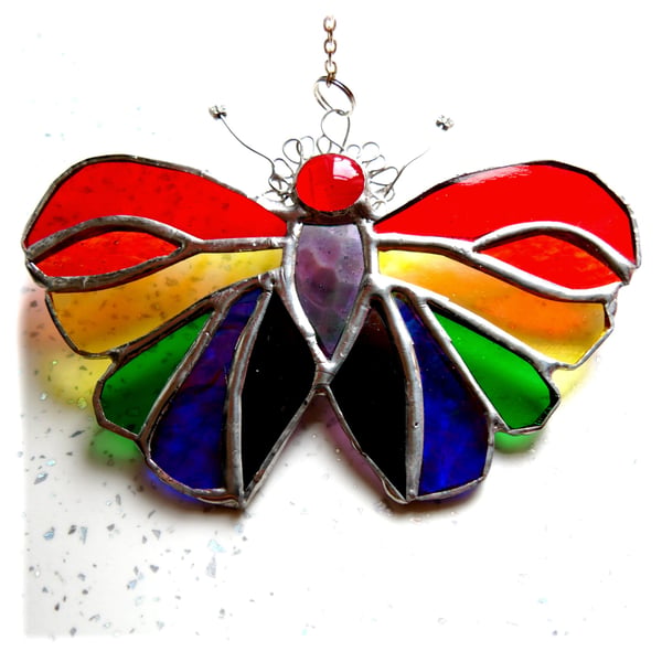 Butterfly Suncatcher Stained Glass Rainbow Handmade 128