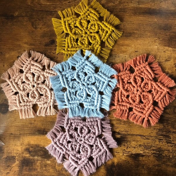 Handmade macrame coaster