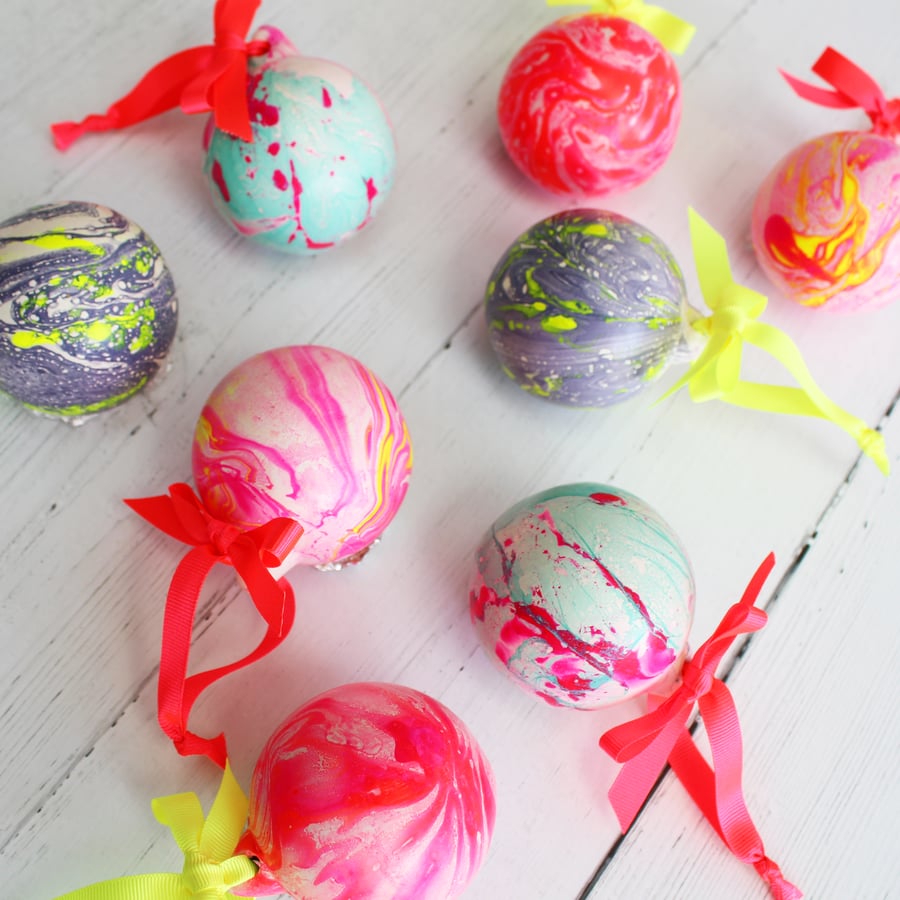 Neon Marbled Ceramic Bauble