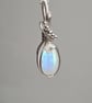 925 Silver & Natural Rainbow Moonstone Necklace Pendant Gift Crystal Jewellery 