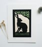 Papercut Silhouette - Sitting Hare - Original Wildlife Art - Image 1