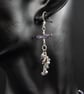  Peacock pearl cluster long drop earrings, natural pearl drops, pearl jewelry  - Image 2