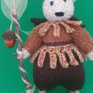 Hand Knitted Mouse - Robin a Greenmam of the Woods