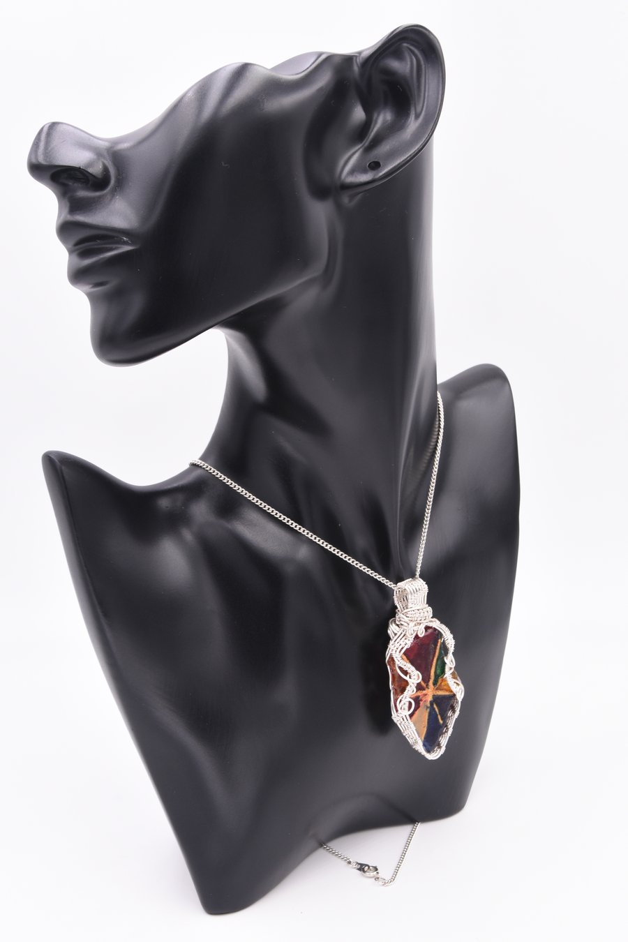 Hand painted seaglass pendant - Gaudi inspired