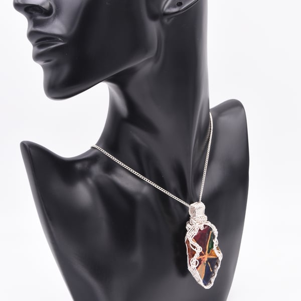 Hand painted seaglass pendant - Gaudi inspired