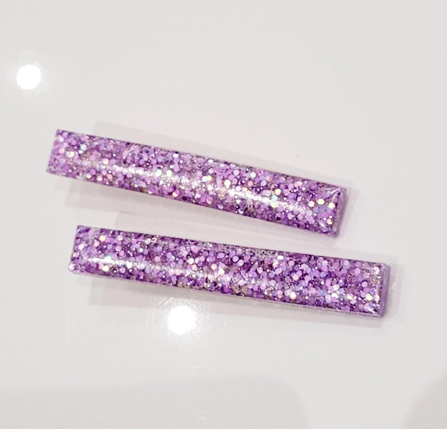 Purple Lilac Sparkle Hair Clips
