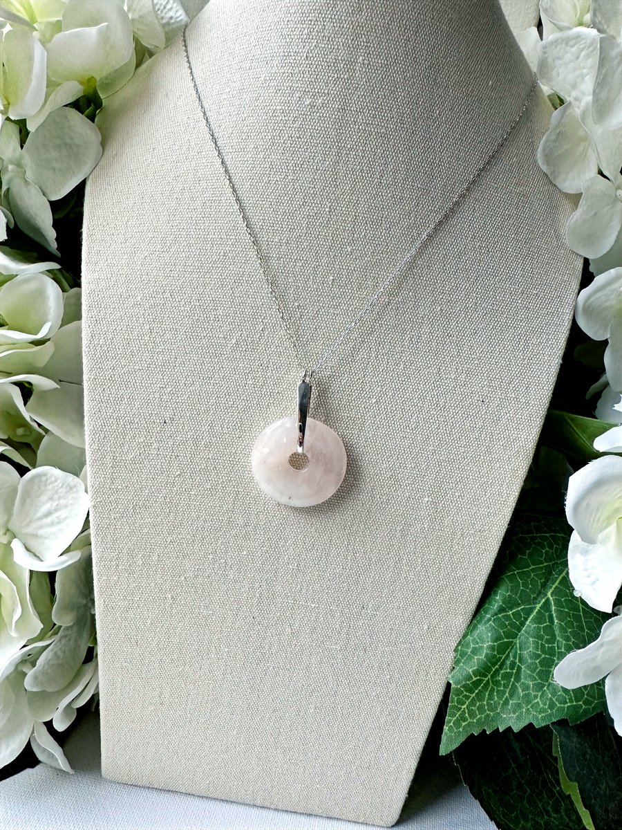 Rose Quartz - Donut Pendant Necklace
