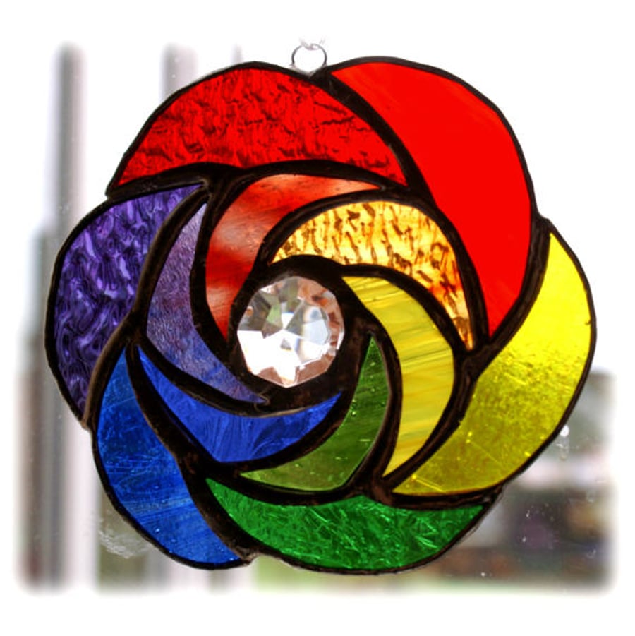 Rainbow Curls Stained Glass Suncatcher Abstract