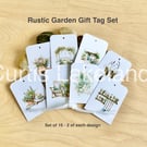 Rustic Garden Gift Tag set of 16 various designs 5.2 x 7.4cm