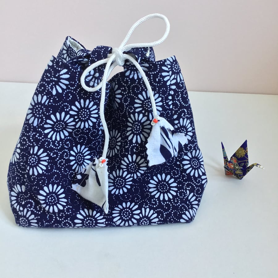 Japanese Rice Bag Made from Authentic Vintage Japanese Kimono Fabric 