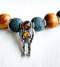 Baltic Amber Sterling Silver Astronaut Pendant & Gemstone Leather Cord Necklace  - Image 2