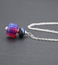lampwork glass pendant necklace pink purple