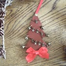 Christmas Tree Leather Decoration With Stars & Bells