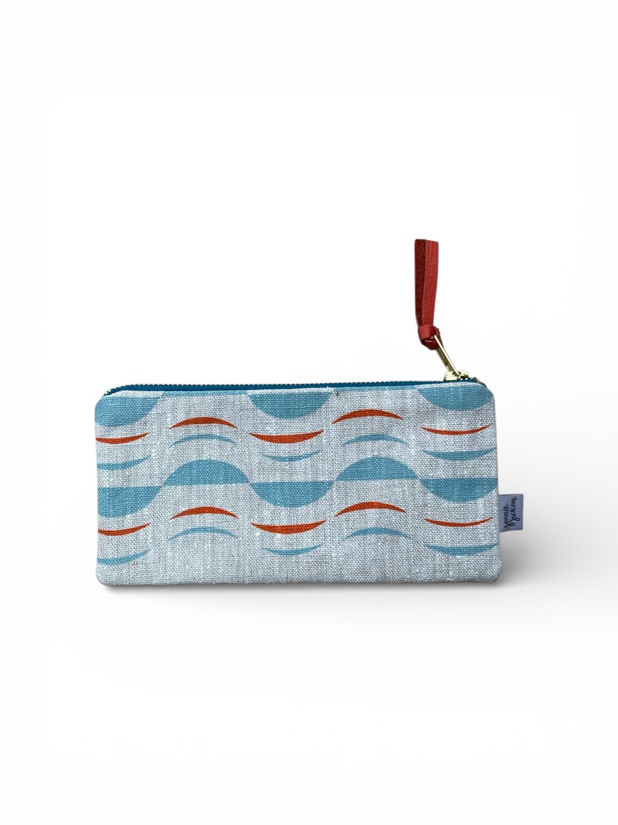 Perfectly imperfect - Hand screen printed pencil case - Maronti Powder blue