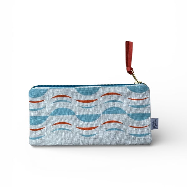 Perfectly imperfect - Hand screen printed pencil case - Maronti Powder blue