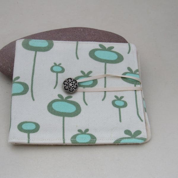 Handmade Aqua Poppyhead Needlebook