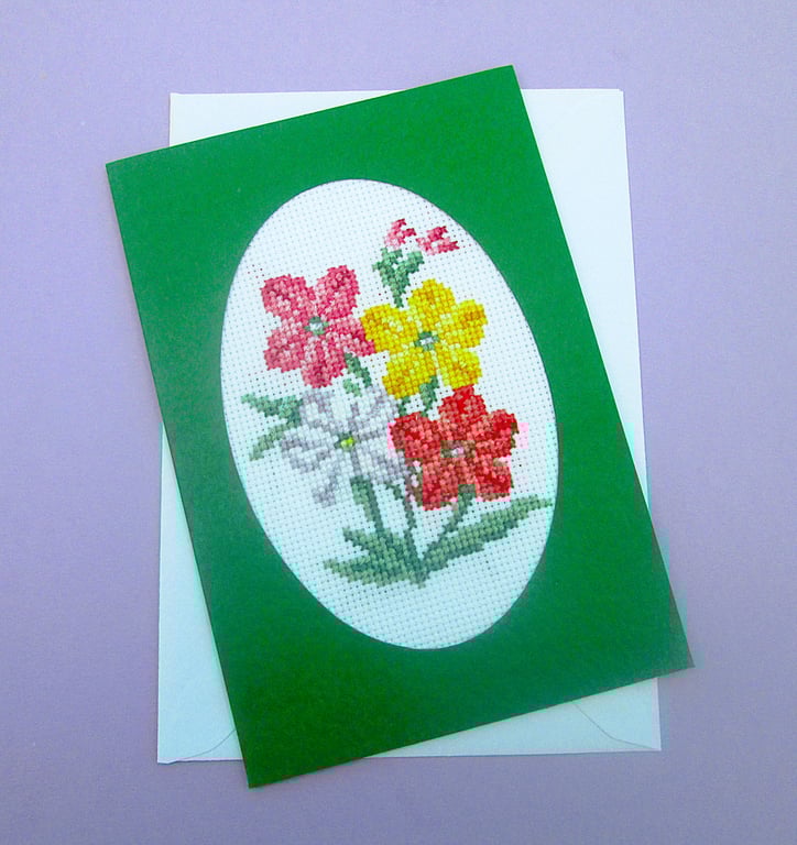Pretty floral cross stitch card for any occasion
