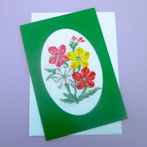 Pretty floral cross stitch card for any occasion