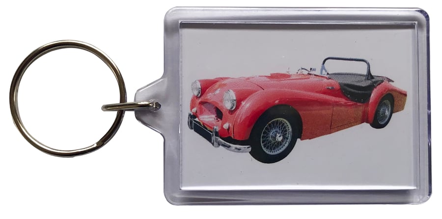 Triumph TR2 1955 - Keyring with 50x35mm Insert - Car Enthusiast