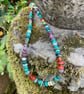 Silver and gemstone bead necklace bright summer accessory  - Image 1