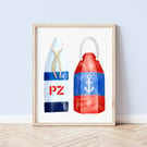 Two Lobster Buoys PZ A4 Art Print