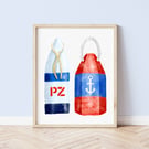 Two Lobster Buoys PZ A4 Art Print